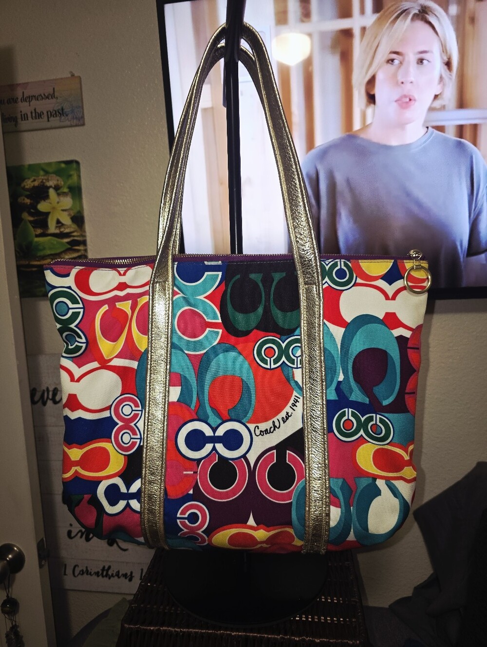 Coach Poppy Pop C Signature Graffiti Glam Tote EUC - Picture 3 of 9